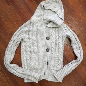 Grey silver thread hoodie sweater